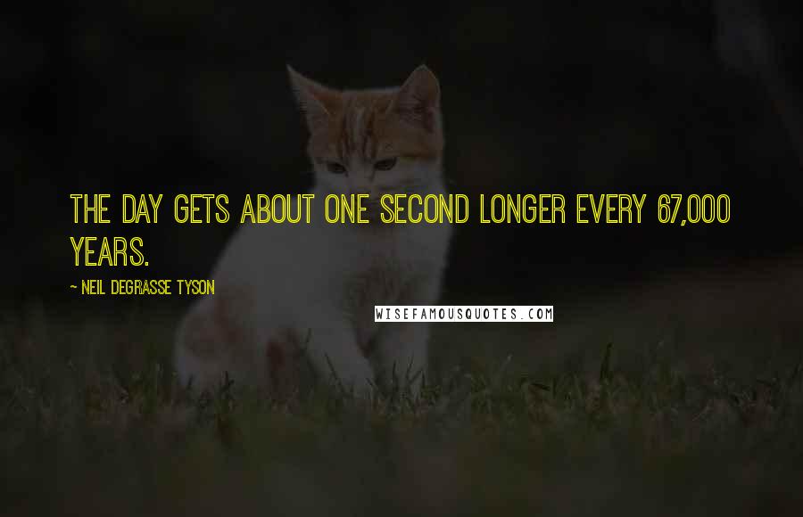 Neil DeGrasse Tyson Quotes: The day gets about one second longer every 67,000 years.