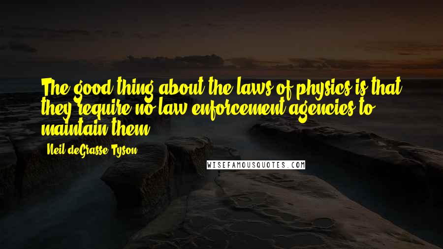 Neil DeGrasse Tyson Quotes: The good thing about the laws of physics is that they require no law enforcement agencies to maintain them