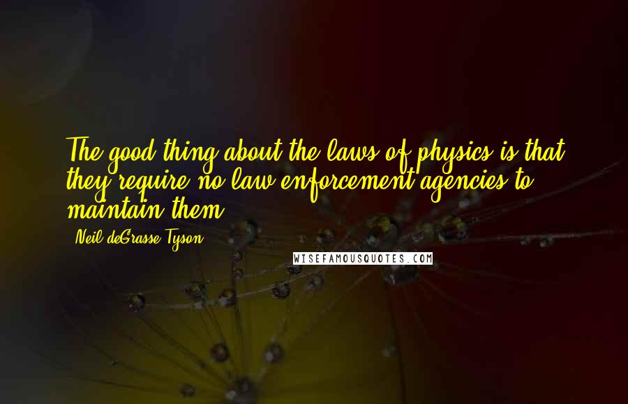 Neil DeGrasse Tyson Quotes: The good thing about the laws of physics is that they require no law enforcement agencies to maintain them