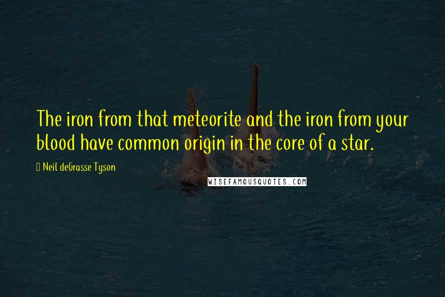 Neil DeGrasse Tyson Quotes: The iron from that meteorite and the iron from your blood have common origin in the core of a star.
