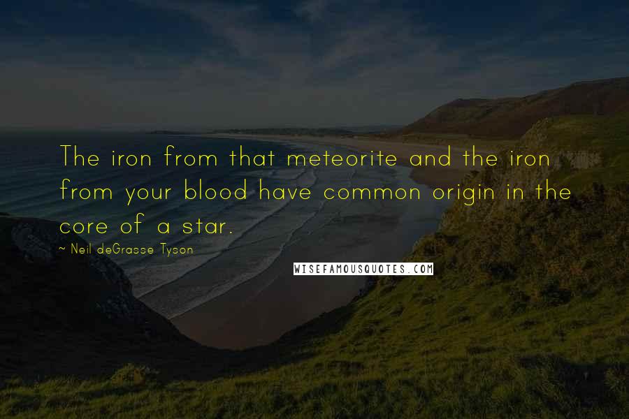 Neil DeGrasse Tyson Quotes: The iron from that meteorite and the iron from your blood have common origin in the core of a star.