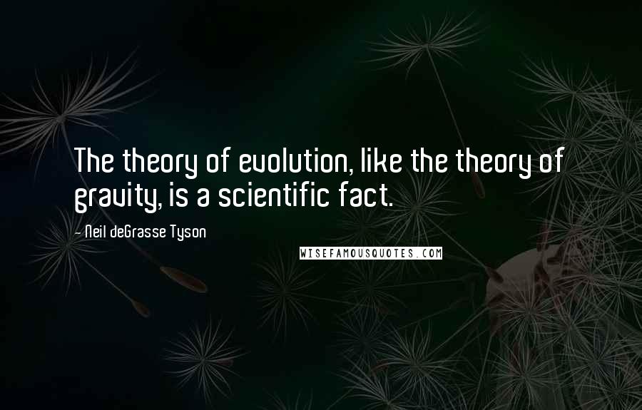 Neil DeGrasse Tyson Quotes: The theory of evolution, like the theory of gravity, is a scientific fact.