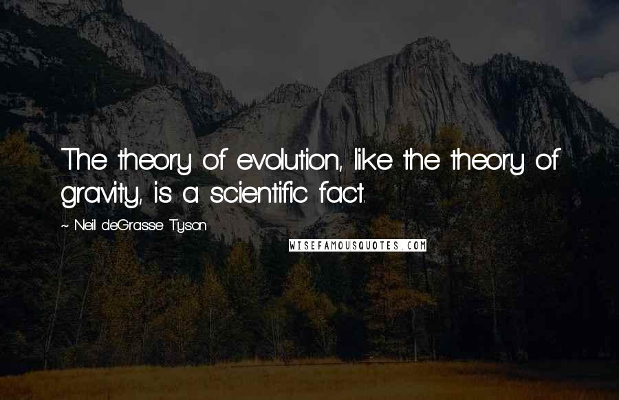 Neil DeGrasse Tyson Quotes: The theory of evolution, like the theory of gravity, is a scientific fact.