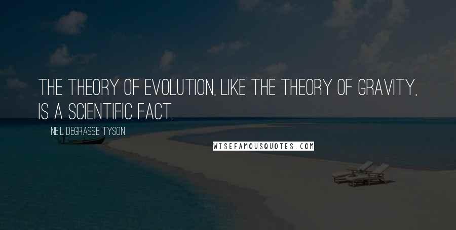 Neil DeGrasse Tyson Quotes: The theory of evolution, like the theory of gravity, is a scientific fact.