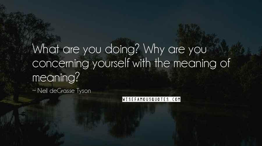 Neil DeGrasse Tyson Quotes: What are you doing? Why are you concerning yourself with the meaning of meaning?