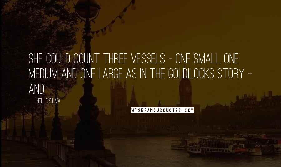 Neil D'Silva Quotes: She could count three vessels - one small, one medium and one large as in the Goldilocks story - and