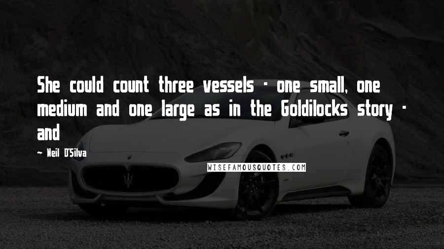 Neil D'Silva Quotes: She could count three vessels - one small, one medium and one large as in the Goldilocks story - and