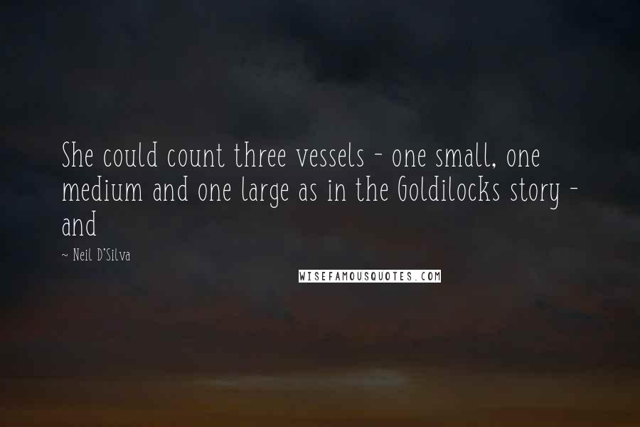 Neil D'Silva Quotes: She could count three vessels - one small, one medium and one large as in the Goldilocks story - and