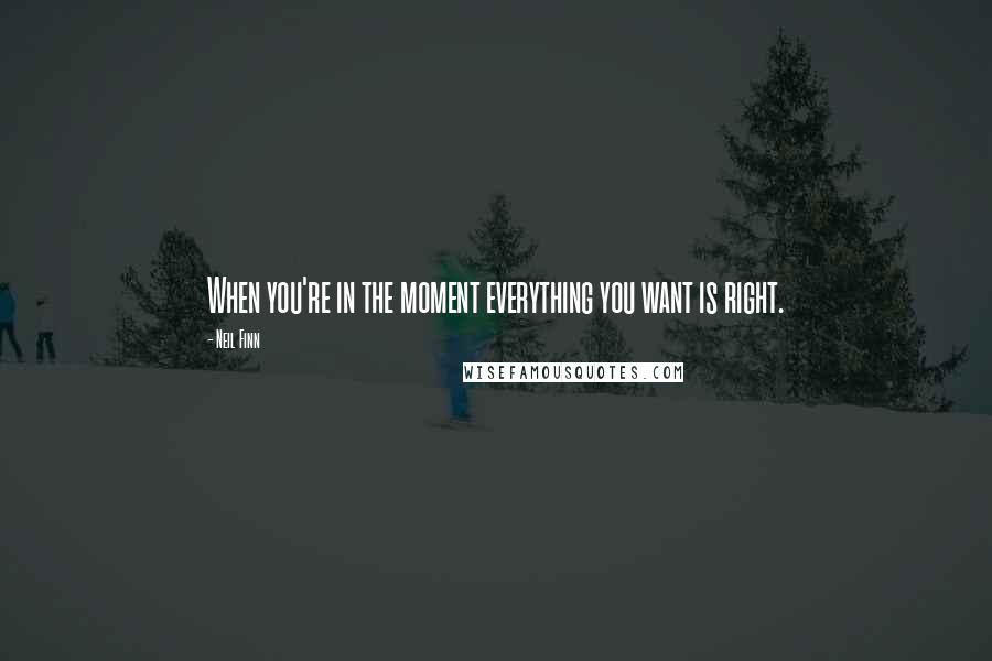 Neil Finn Quotes: When you're in the moment everything you want is right.