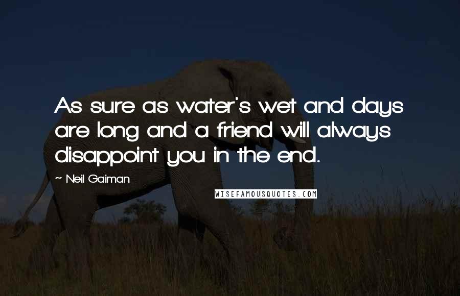 Neil Gaiman Quotes: As sure as water's wet and days are long and a friend will always disappoint you in the end.