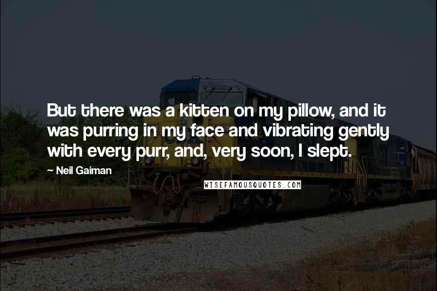 Neil Gaiman Quotes: But there was a kitten on my pillow, and it was purring in my face and vibrating gently with every purr, and, very soon, I slept.