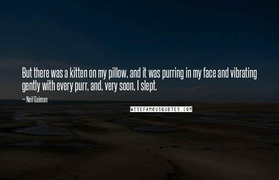 Neil Gaiman Quotes: But there was a kitten on my pillow, and it was purring in my face and vibrating gently with every purr, and, very soon, I slept.