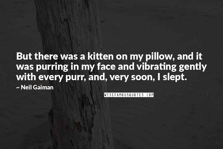 Neil Gaiman Quotes: But there was a kitten on my pillow, and it was purring in my face and vibrating gently with every purr, and, very soon, I slept.