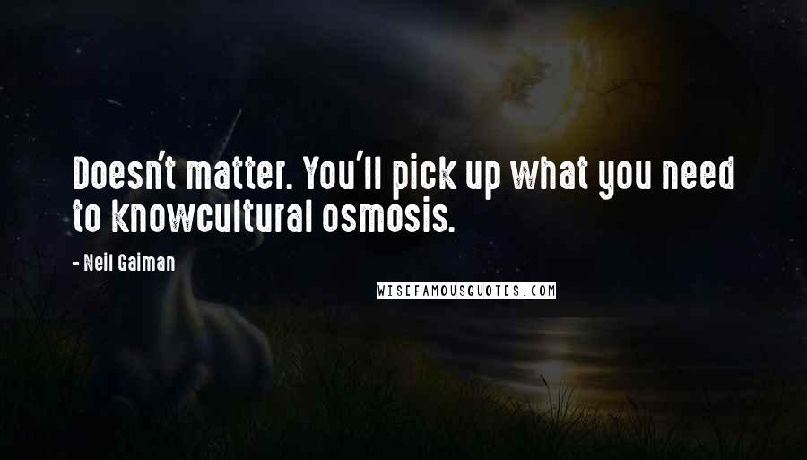 Neil Gaiman Quotes: Doesn't matter. You'll pick up what you need to knowcultural osmosis.