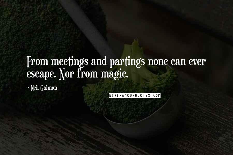 Neil Gaiman Quotes: From meetings and partings none can ever escape. Nor from magic.