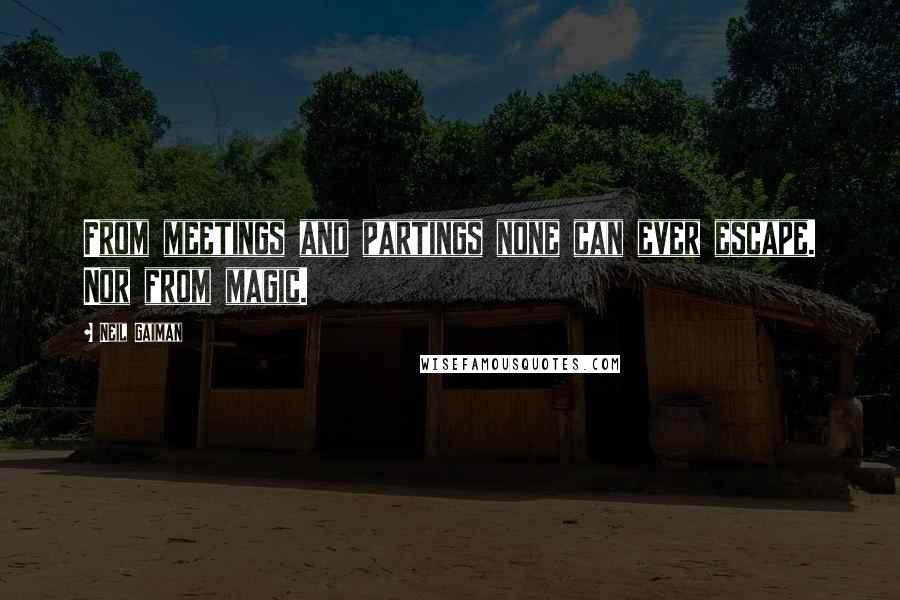 Neil Gaiman Quotes: From meetings and partings none can ever escape. Nor from magic.