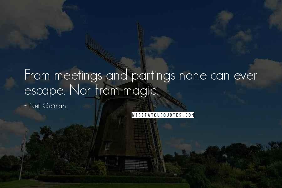 Neil Gaiman Quotes: From meetings and partings none can ever escape. Nor from magic.