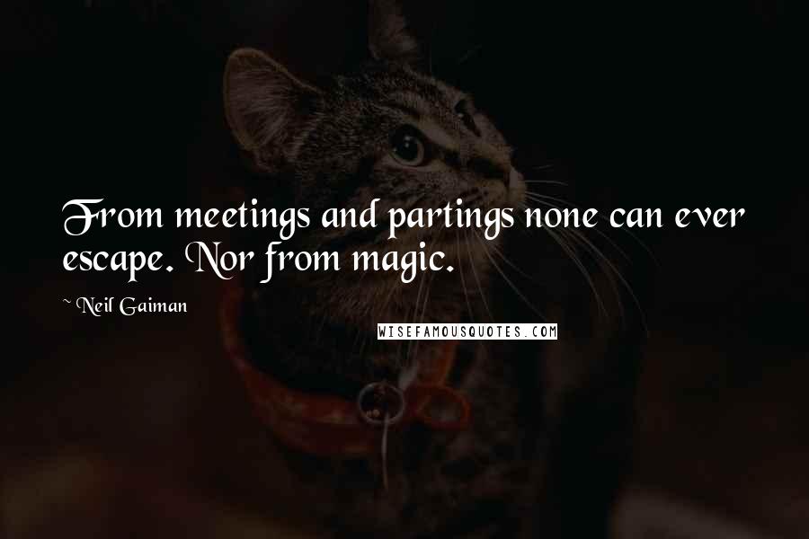 Neil Gaiman Quotes: From meetings and partings none can ever escape. Nor from magic.