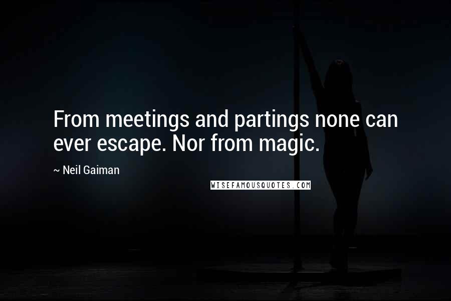 Neil Gaiman Quotes: From meetings and partings none can ever escape. Nor from magic.