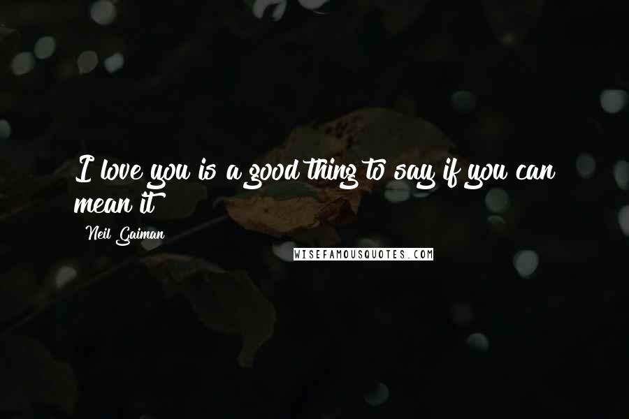 Neil Gaiman Quotes: I love you is a good thing to say if you can mean it