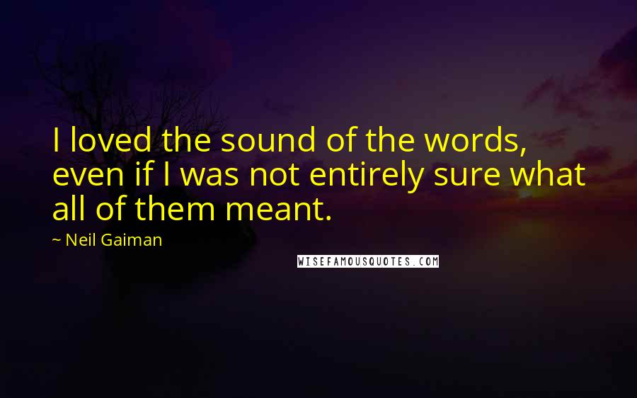 Neil Gaiman Quotes: I loved the sound of the words, even if I was not entirely sure what all of them meant.