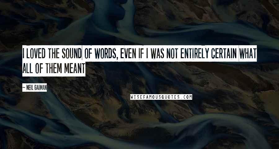 Neil Gaiman Quotes: I loved the sound of words, even if I was not entirely certain what all of them meant