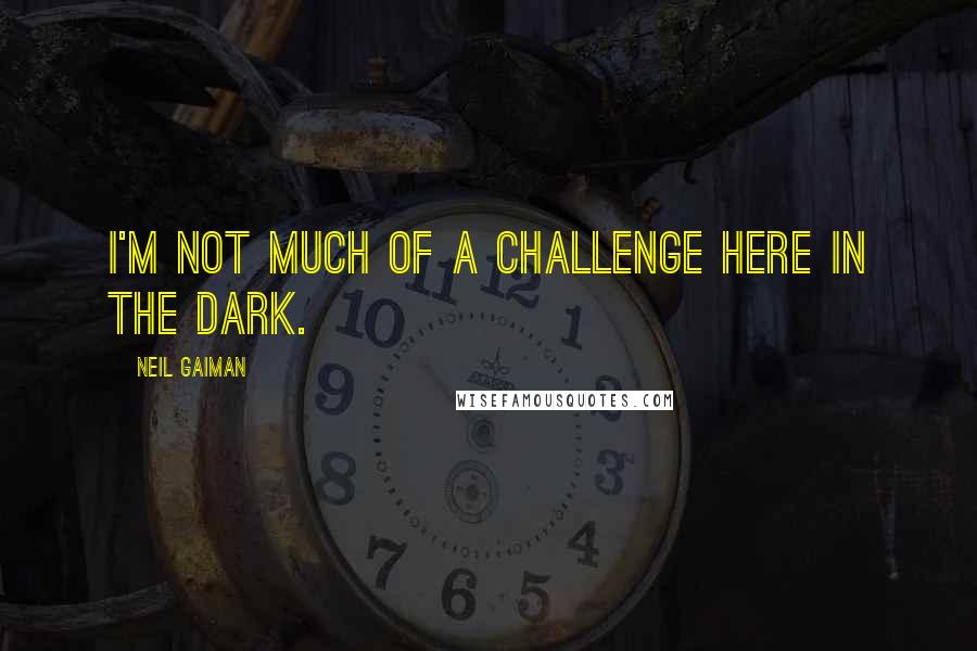 Neil Gaiman Quotes: I'm not much of a challenge here in the dark.