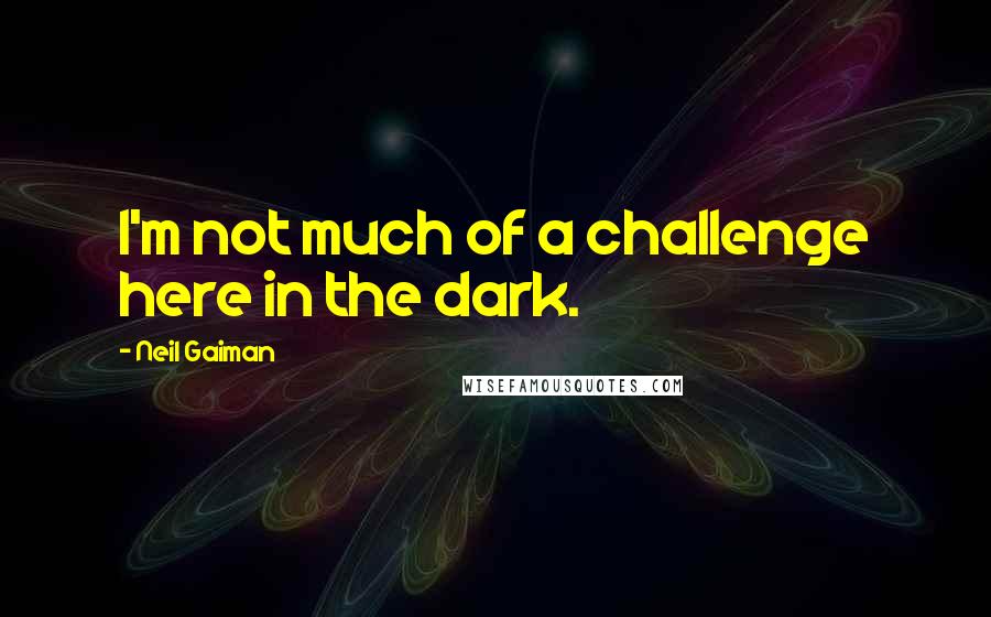 Neil Gaiman Quotes: I'm not much of a challenge here in the dark.