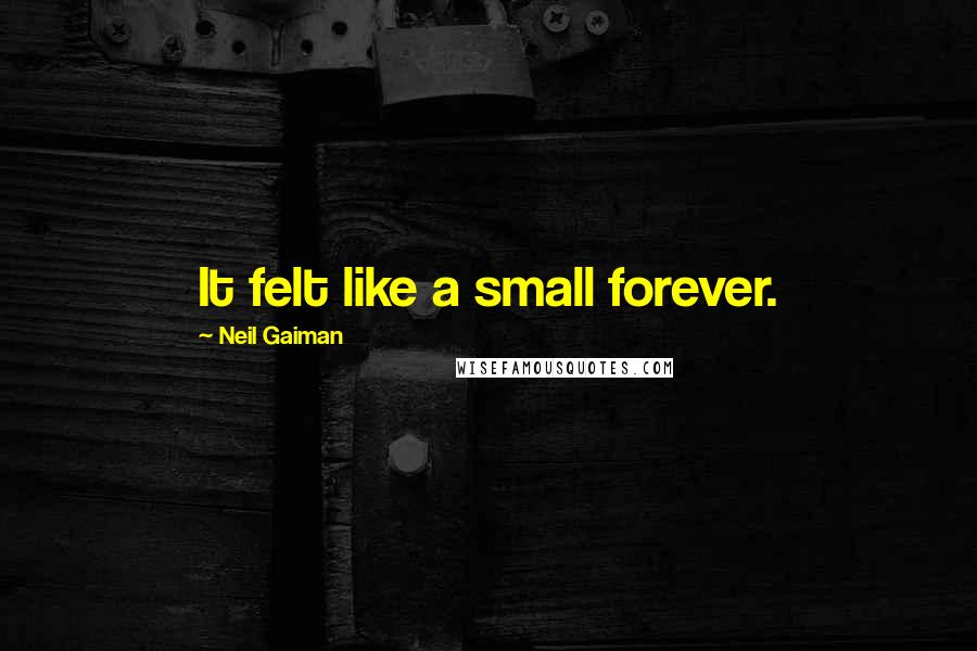 Neil Gaiman Quotes: It felt like a small forever.