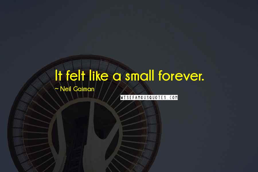 Neil Gaiman Quotes: It felt like a small forever.