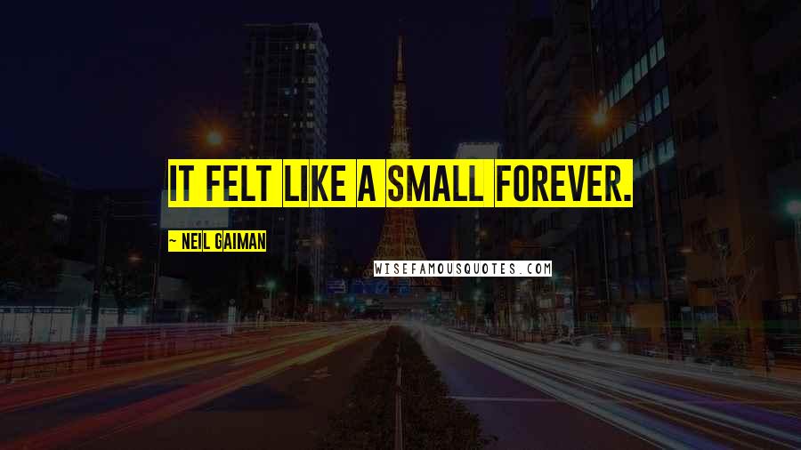 Neil Gaiman Quotes: It felt like a small forever.