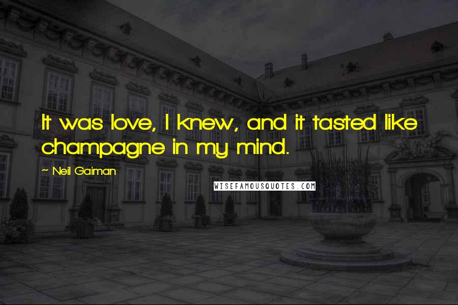 Neil Gaiman Quotes: It was love, I knew, and it tasted like champagne in my mind.