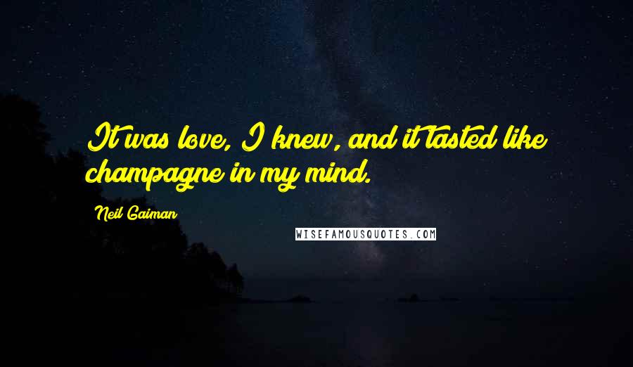 Neil Gaiman Quotes: It was love, I knew, and it tasted like champagne in my mind.