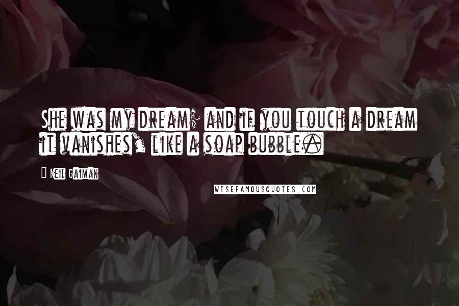 Neil Gaiman Quotes: She was my dream; and if you touch a dream it vanishes, like a soap bubble.