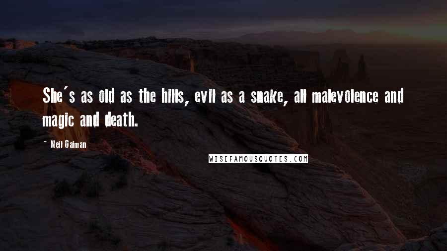 Neil Gaiman Quotes: She's as old as the hills, evil as a snake, all malevolence and magic and death.