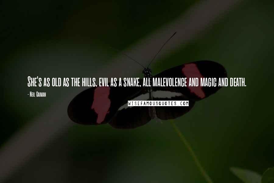 Neil Gaiman Quotes: She's as old as the hills, evil as a snake, all malevolence and magic and death.