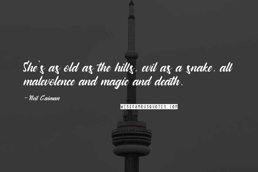 Neil Gaiman Quotes: She's as old as the hills, evil as a snake, all malevolence and magic and death.