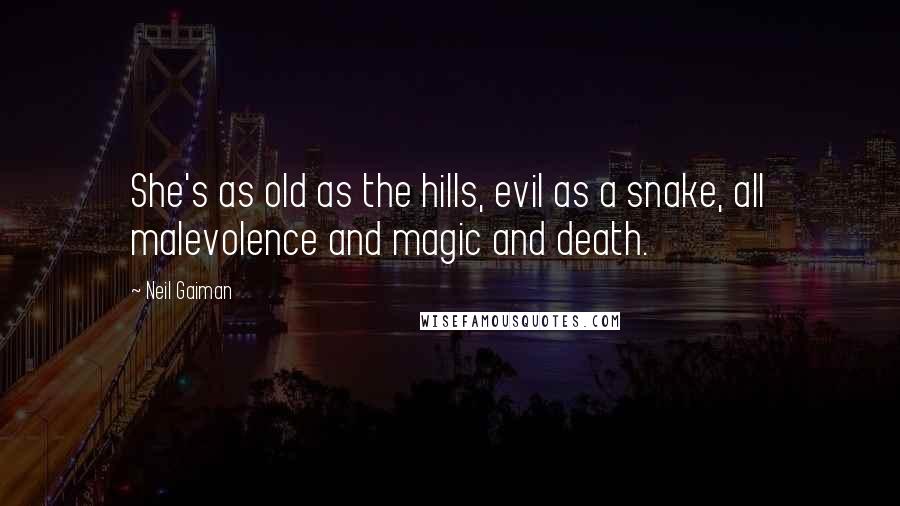 Neil Gaiman Quotes: She's as old as the hills, evil as a snake, all malevolence and magic and death.