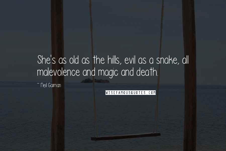 Neil Gaiman Quotes: She's as old as the hills, evil as a snake, all malevolence and magic and death.