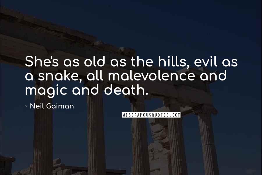 Neil Gaiman Quotes: She's as old as the hills, evil as a snake, all malevolence and magic and death.