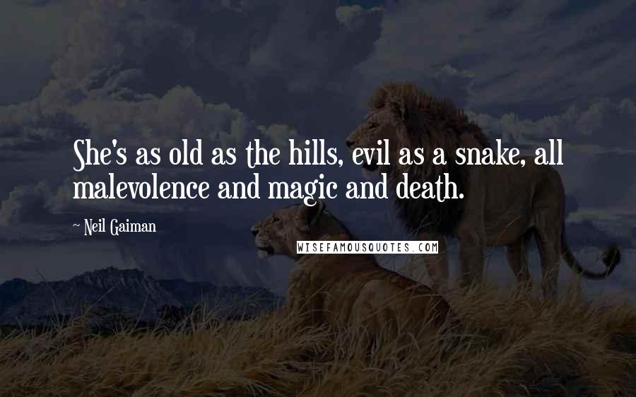 Neil Gaiman Quotes: She's as old as the hills, evil as a snake, all malevolence and magic and death.