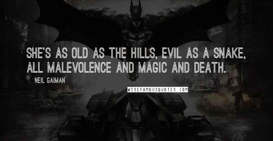 Neil Gaiman Quotes: She's as old as the hills, evil as a snake, all malevolence and magic and death.