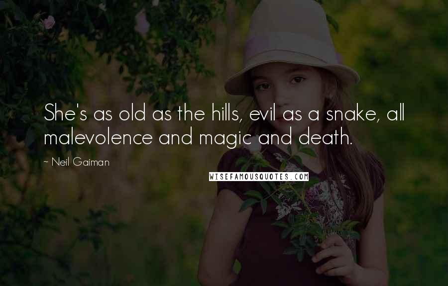 Neil Gaiman Quotes: She's as old as the hills, evil as a snake, all malevolence and magic and death.