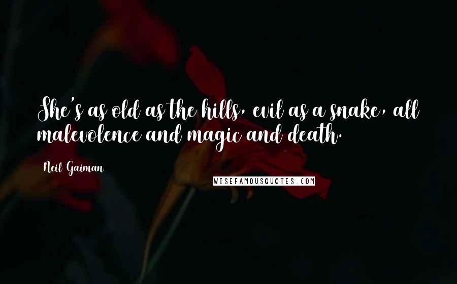 Neil Gaiman Quotes: She's as old as the hills, evil as a snake, all malevolence and magic and death.