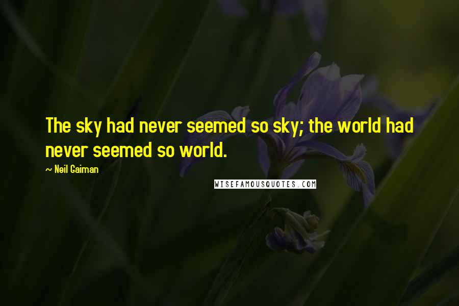 Neil Gaiman Quotes: The sky had never seemed so sky; the world had never seemed so world.