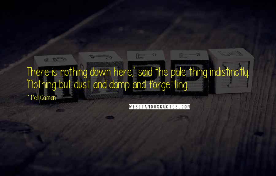 Neil Gaiman Quotes: There is nothing down here,' said the pale thing indistinctly. 'Nothing but dust and damp and forgetting.