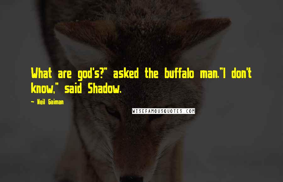 Neil Gaiman Quotes: What are god's?" asked the buffalo man."I don't know," said Shadow.
