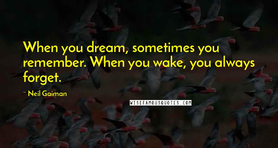 Neil Gaiman Quotes: When you dream, sometimes you remember. When you wake, you always forget.
