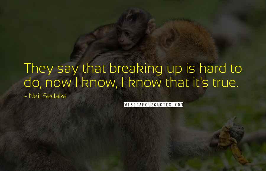 Neil Sedaka Quotes: They say that breaking up is hard to do, now I know, I know that it's true.