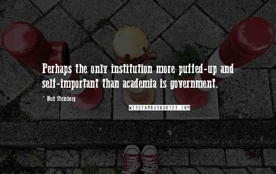 Neil Steinberg Quotes: Perhaps the only institution more puffed-up and self-important than academia is government.